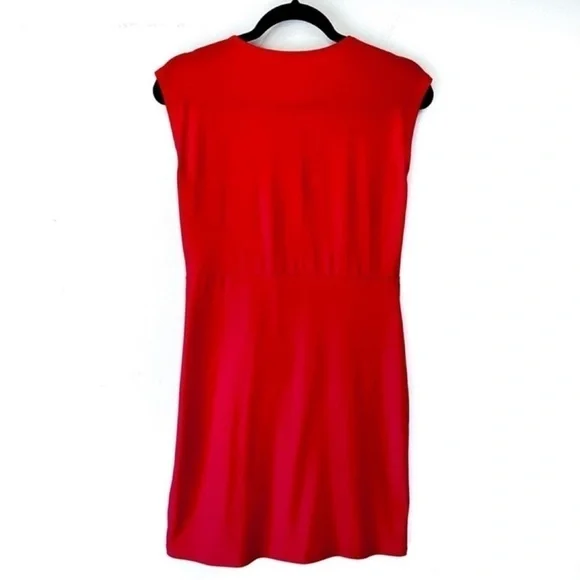 Michael Kors Red Dress faux wrap V-neck dress Sz S/M - Picture 4 of 13
